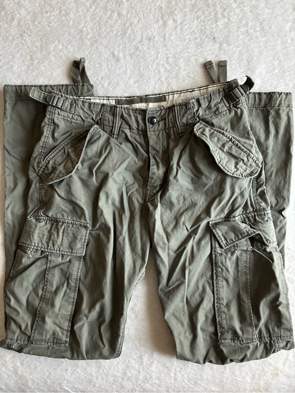 H&M Olive Green Straight-Leg Cargo Pants